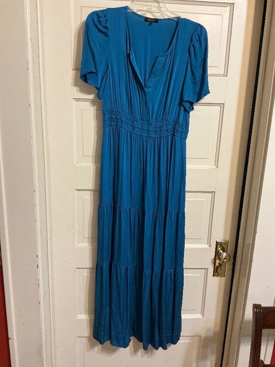 Quince Dresses & Skirts - Quince Washable Silk Tiered Maxi Dress Blue Size Medium EUC